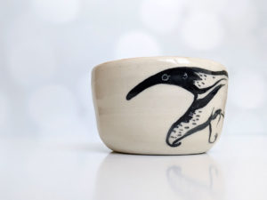 handmade white stoneware tumbler anteater