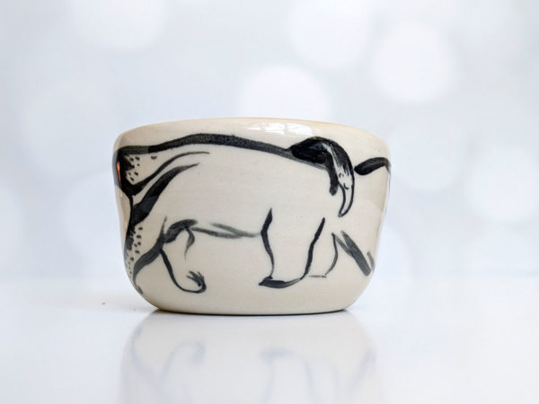 handmade white stoneware tumbler anteater