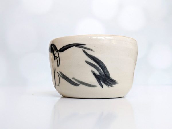 handmade white stoneware tumbler anteater