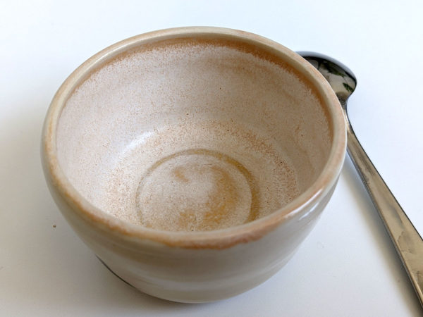 handmade white stoneware tumbler anteater