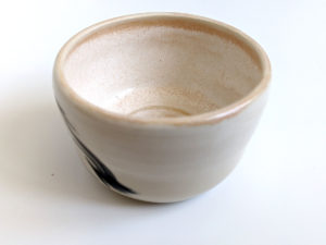 handmade white stoneware tumbler anteater