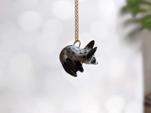 bat eard fox porcelain pendant handmade