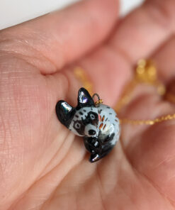 bat eard fox porcelain pendant handmade