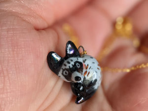 bat eard fox porcelain pendant handmade