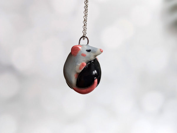 handmade porcelain Rat pendant