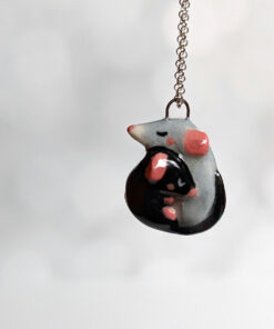 handmade porcelain Rat pendant