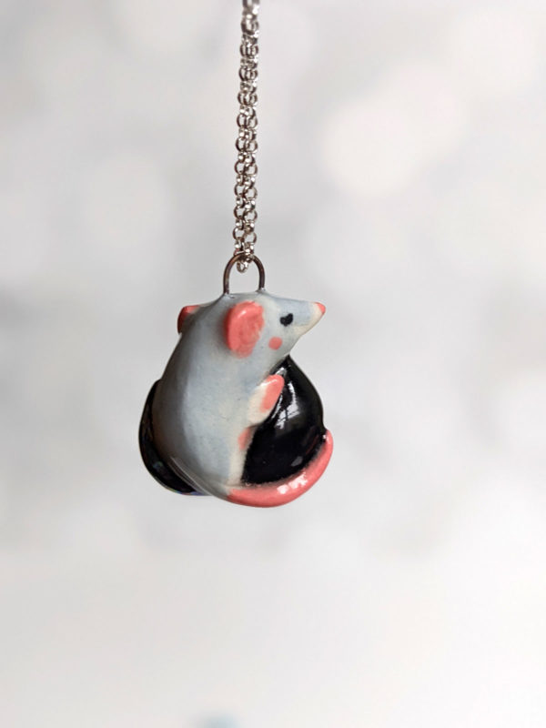 handmade porcelain Rat pendant portrait neklace