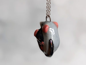 handmade porcelain Rat pendant