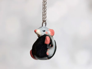 handmade porcelain Rat pendant