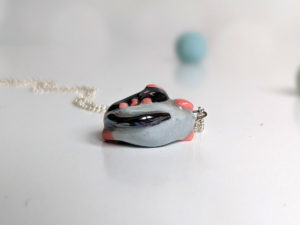 handmade porcelain Rat pendant