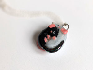 handmade porcelain Rat pendant