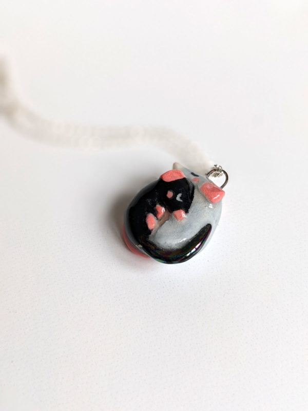 handmade porcelain Rat pendant