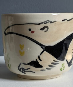 handmade white stoneware tumbler anteater