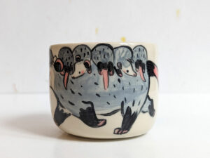 opossum family cup stoneware handmade cute kness