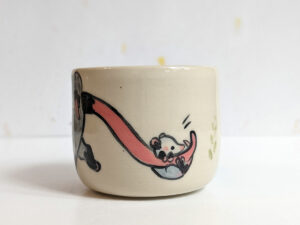 opossum family cup stoneware handmade cute kness