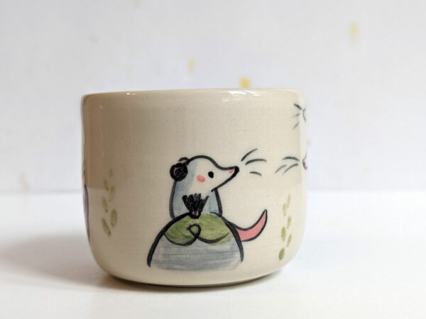 opossum family cup stoneware handmade cute kness