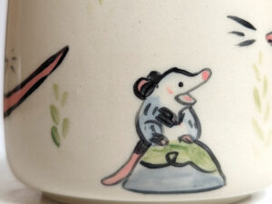 opossum family cup stoneware handmade cute kness