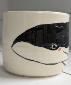 white stoneware whale cup handmade pottery