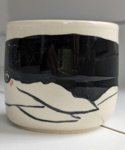 white stoneware whale cup handmade pottery