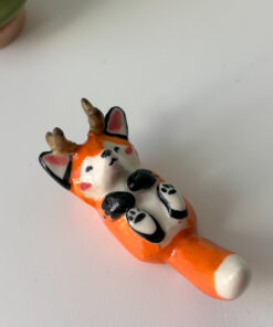 antlered fox figurine handmade by kness