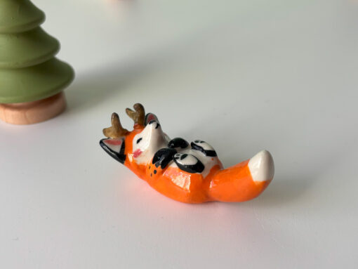 Ceramic Figurine : Antlered Fox - Lying - Image 3
