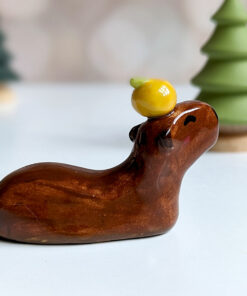 ceramic figurine capybara orange holder