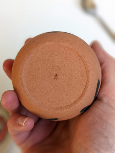 handmade fox hare red clay cup