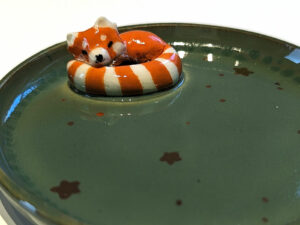 Handmade porcelain tray red panda