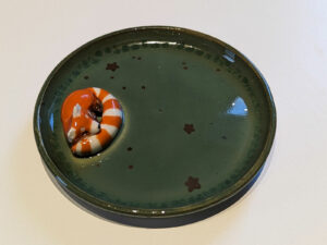 Handmade porcelain tray red panda