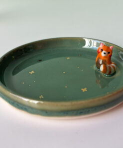 Handmade porcelain tray red panda