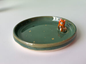 Handmade porcelain tray red panda