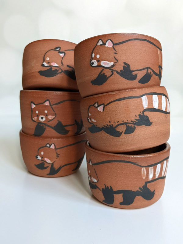 red panda handmade ceramics cup