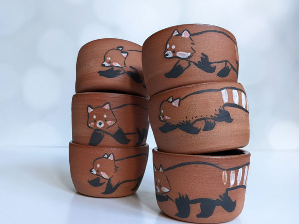 red panda handmade ceramics cup