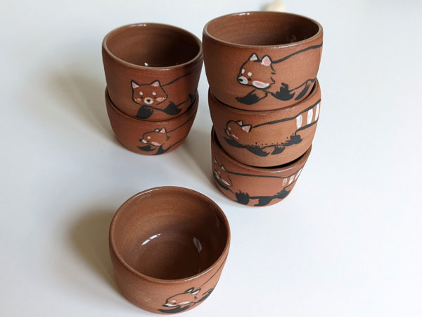 red panda handmade ceramics cup