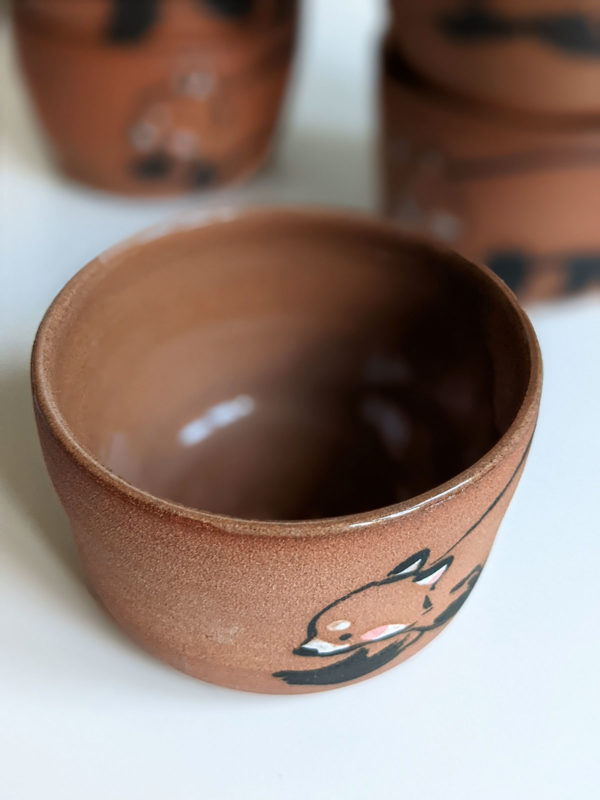 red panda handmade ceramics cup