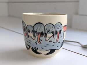 opossum family cup stoneware handmade cute kness