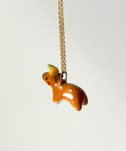 handmade porcelain pendant capybara orange