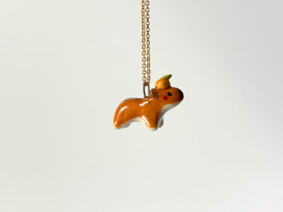 Pendentif Céramique : Capybara + Orange – Image 3