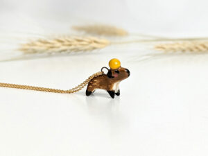 handmade porcelain pendant capybara orange