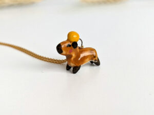 handmade porcelain pendant capybara orange