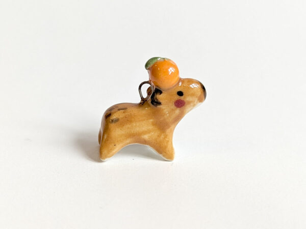 handmade porcelain pendant capybara orange