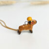 handmade porcelain pendant capybara orange