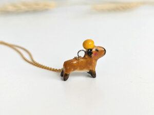 handmade porcelain pendant capybara orange