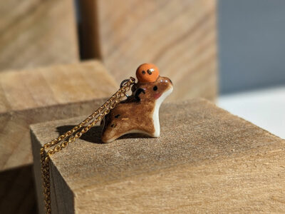 Pendentif Céramique : Capybara + Orange - Or – Image 6