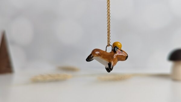 handmade porcelain pendant capybara orange