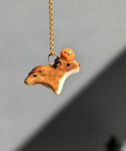 handmade porcelain pendant capybara orange