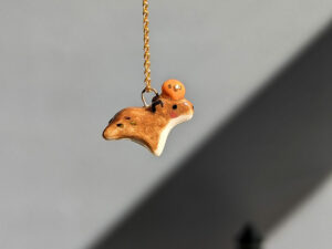 handmade porcelain pendant capybara orange