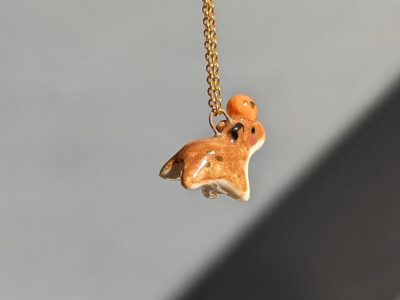 Pendentif Céramique : Capybara + Orange - Or – Image 4