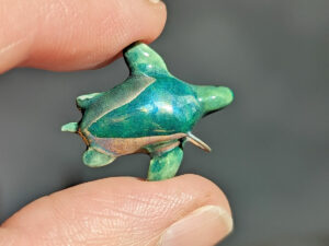 green turtle handmade ceramics pendant