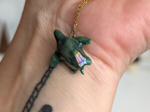 green turtle handmade ceramics pendant